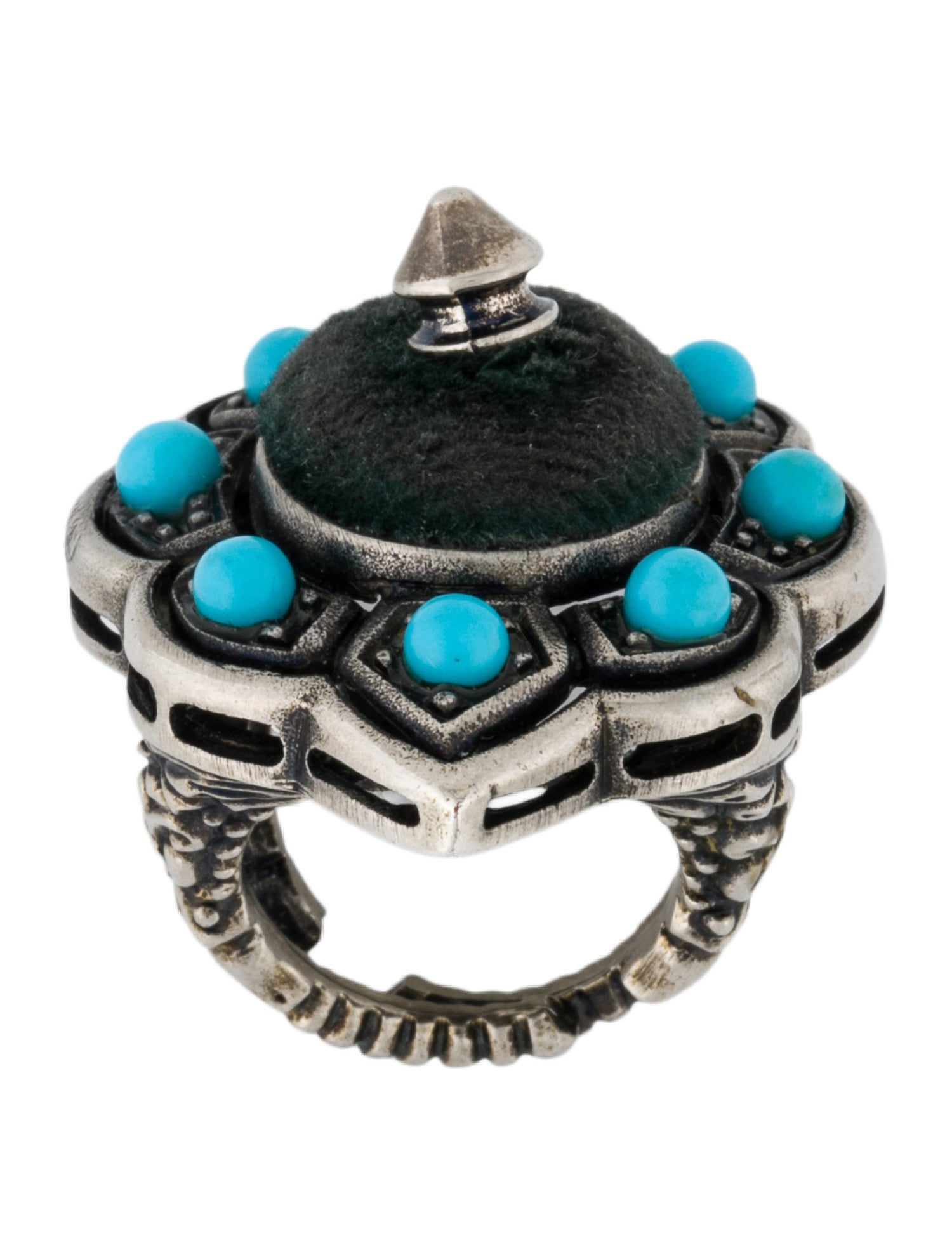 Gucci Velvet & Resin Beaded Spike Ring